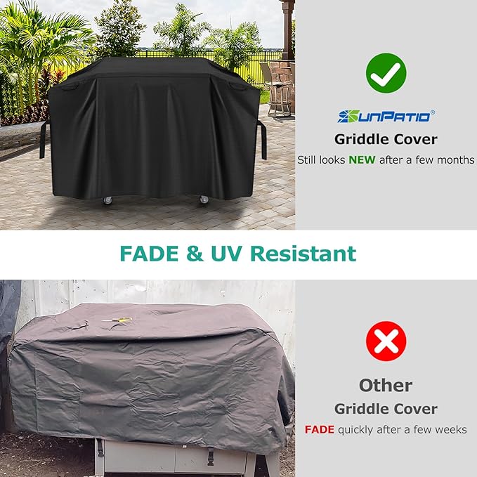 SunPatio Griddle Cover for Blackstone 28" Pro Series Griddle, Outdoor Waterproof Flat Top Gas Grill Cover 60 Inch, All Weather Protection Cooking Station Grill Protector, Black