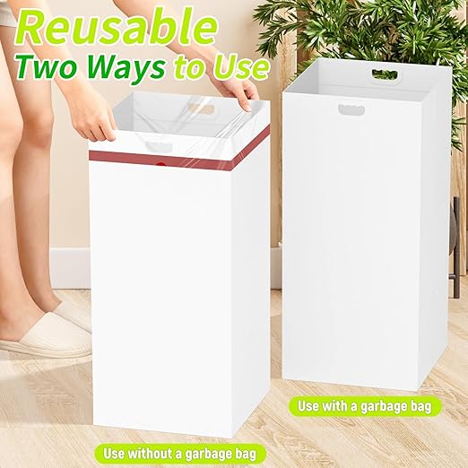 30 Gallon Disposable Trash Cans for Parties, 2 Pack Extra Large Portable Trash Can White Pop Up Trash Cans Bin, Recycle Collapsible Garbage Can Bins for Party Kitchen Camping Trash Can