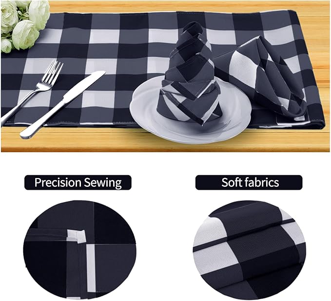 Cupuamon Buffalo Plaid Table Napkins Set of 25, 17x17 inch, Navy and White, Checkered, Polycotton Blend