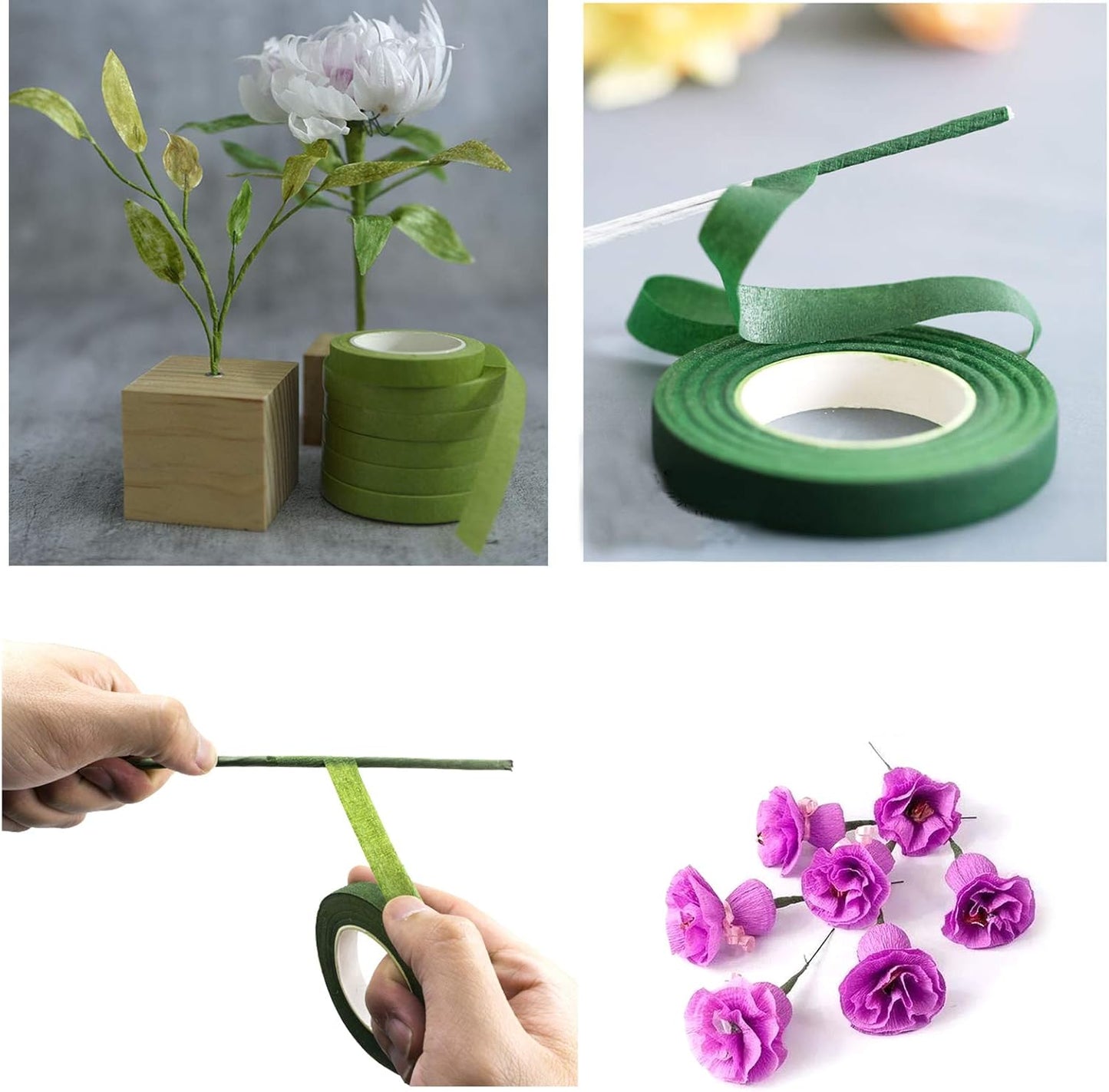 Transun Moo 4 Rolls 1/2 Inch Floral Tapes Florist Wraps for Bouquet Stem and Flowers Making Craft Projects (30 Yards, Brown)