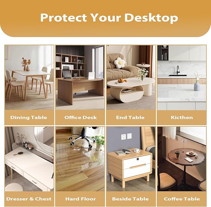 Frosted Table Protector 30 x 48 Inch, 1.4mm Thick Waterproof PVC Plastic Table Cover, Durable Table Pad for Dining Room, Kitchen, Writing Desk, and Coffee Tables