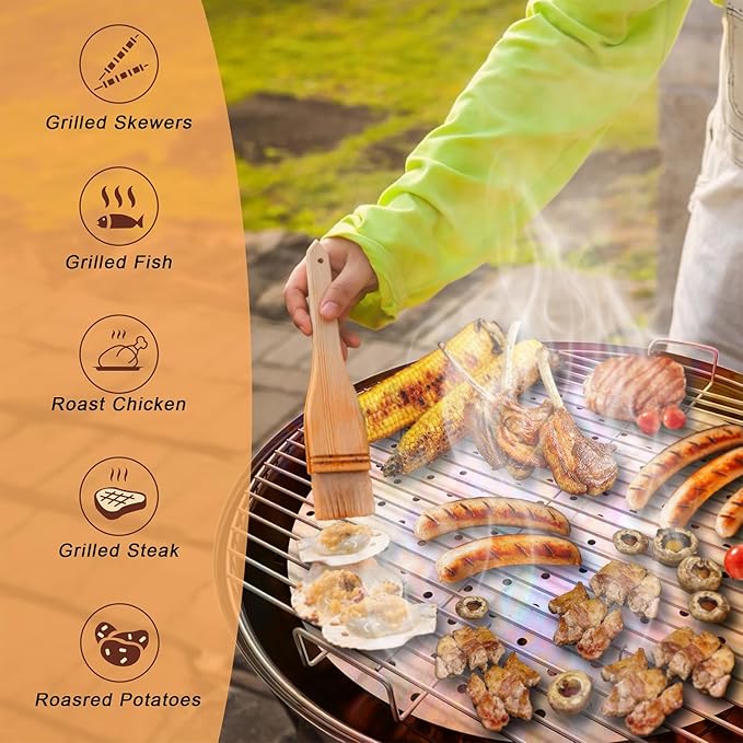 Replacement Round Cooking Grill Grate 21.5 inch, Stainless Steel BBQ Grills with No-Fire 360° Even Heat Distribution Plate, Compatible for Weber Kettle 22" Charcoal Grills & Similar Grills