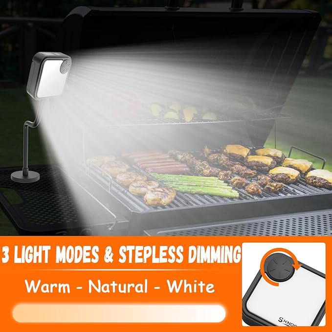 Rechargeable Grill Lights, Wider Illumination Magnetic BBQ Lights, Super Bright 24 LED Grill Lighting, Flexible Gooseneck BBQ Light Solar Barbecue Accessories for Blackstone Weber Traeger Pit Boss