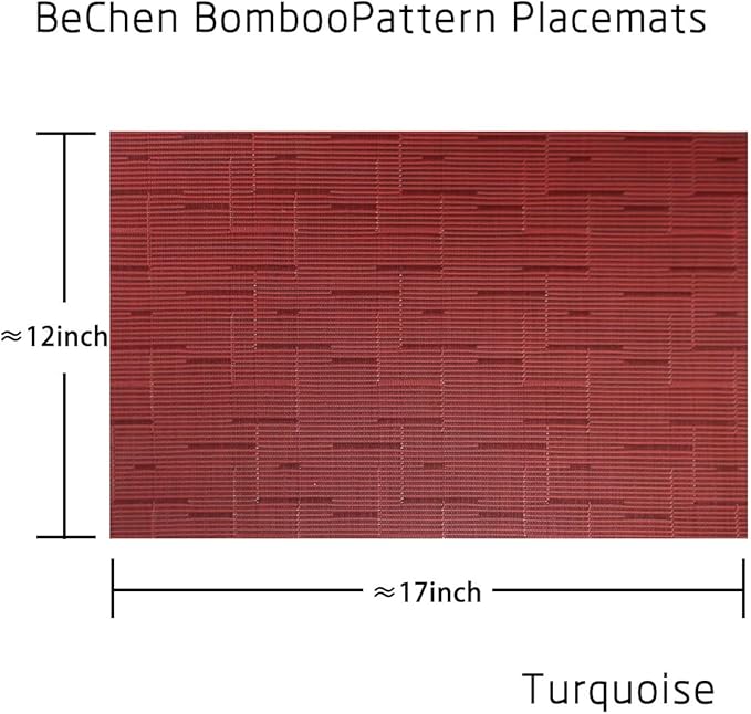 Vinyl Placemats,Washable Table Mats Easy to Clean Woven Placemats for Dining Table Set of 4(Burgundy Red)