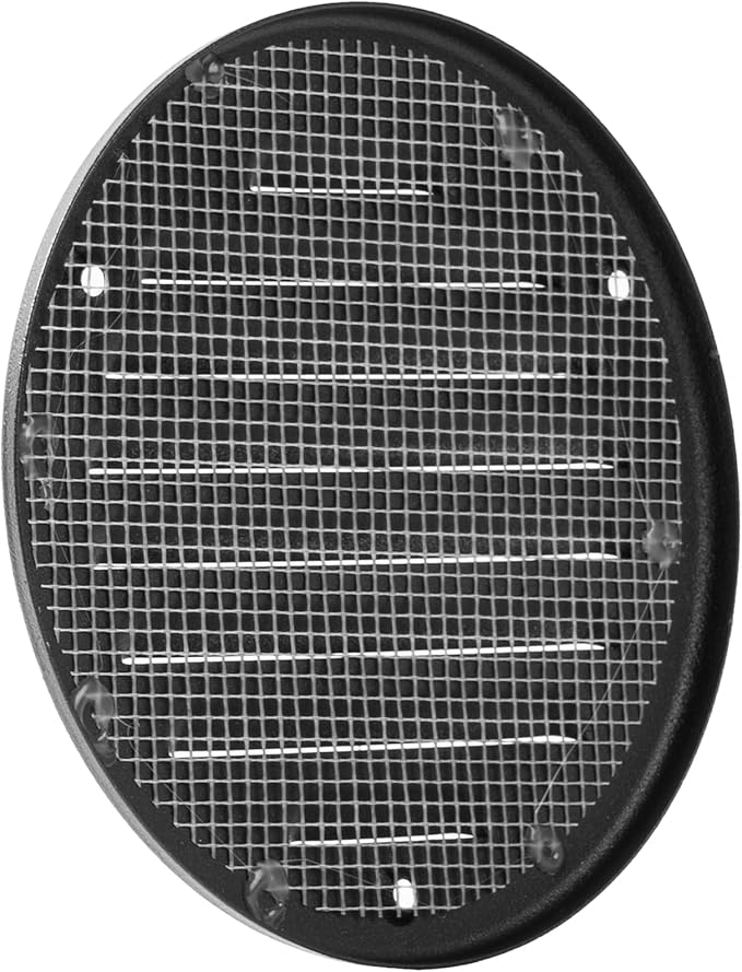 Vent Systems 4 Inch (Inner) Black Metal Soffit Vent Cover - Durable Round Air Vent Grille with Mesh Screen - Weather Resistant Ventilation Grill - Wall & Ceiling, Indoor & Outdoor Crawlspace Vent