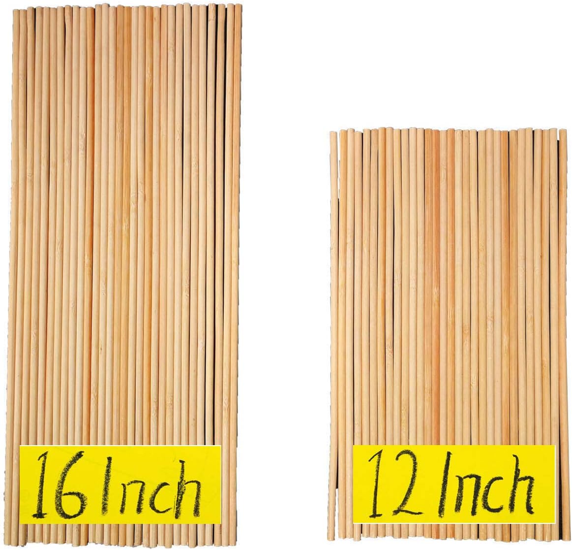12 Inch Long and 16 Inch Long Natural Blank Round Unfinished Bamboo Dowel Rods Craft Sticks Craft Projects,60 Pieces(0.24 Inch Diameter)