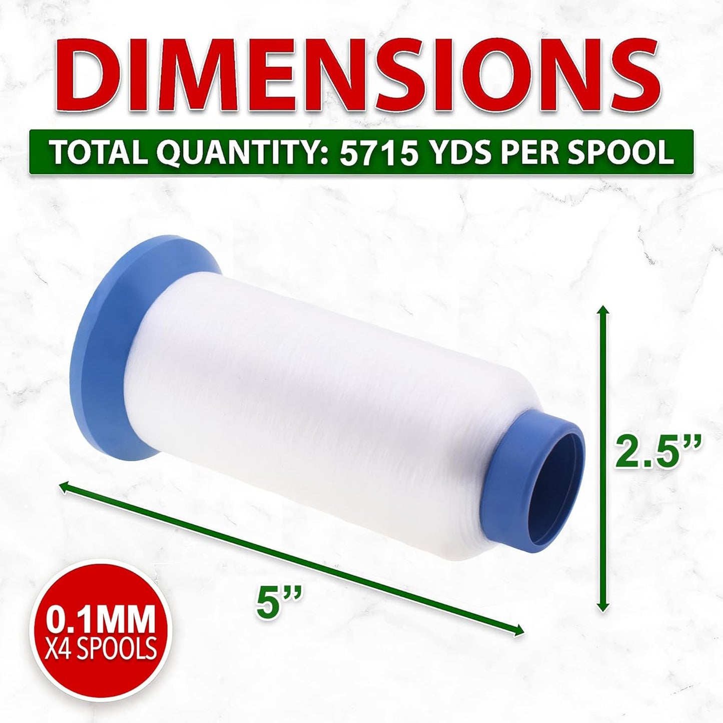 Mandala Crafts 4 Pack of Serger Threads Cones Spools - 0.1mm 22860 Yards Polyester Clear Threads for Sergers Machine and Overlock Quilting Sewing Machine