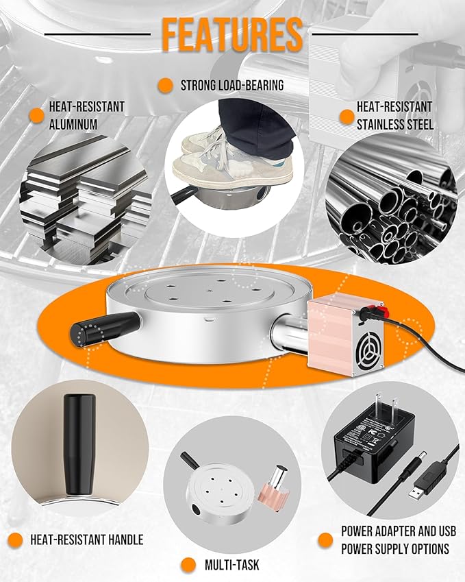 Charcoal Chimney Booster-Charcoal Starter Base & Coal Burner Blower, 10-Minute Rapid Ignition, Outdoor BBQ Accessories for Kingsford, Weber and Other Grill Chimney Charcoal Starter-Ideal Grilling Gift