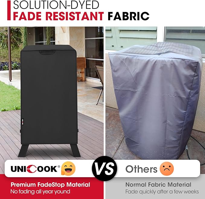 Unicook 30 Inch Electric Smoker Cover for Masterbuilt, Heavy Duty Waterproof Vertical Smoker BBQ Grill Cover, All Weather Resistant, 18" W x 17" D x 33" H