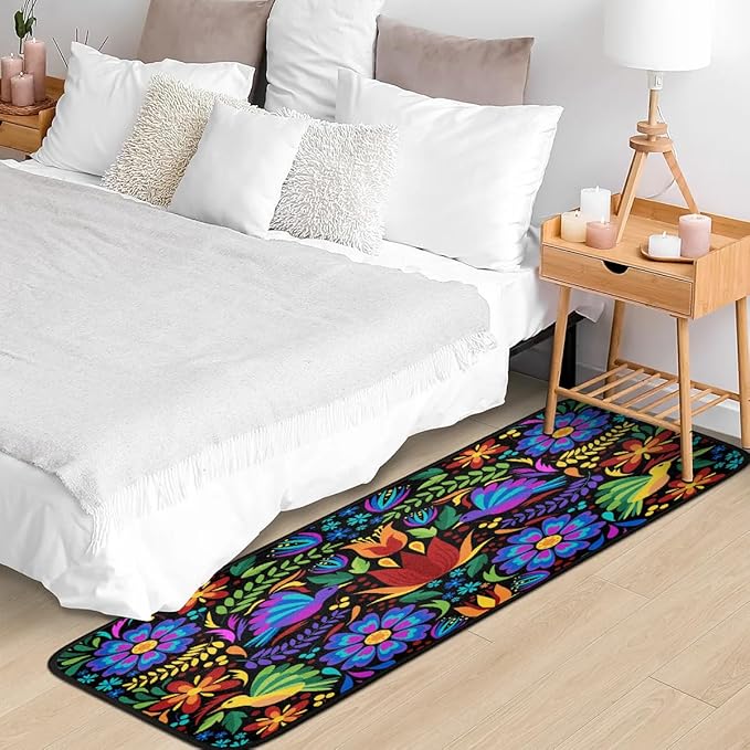 Floral Mexican Birds Kitchen Rugs Indoor Outdoor Non Slip Kitchen Floor Mats Area Rugs Runner Rug Laundry Room Rug 40x20 in