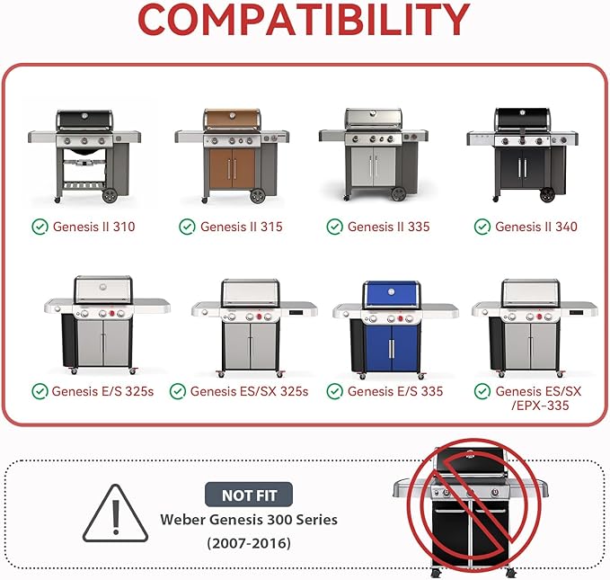 66095 66802 Genesis II Grill Grate Replacement Parts for Weber Genesis II 300 Series, Weber Genesis II E/S/SE-310, II E-315, II E-325, II E-330, II E/S/SE-335, II S-345, 18.75 x 13.25'', 2 Pack