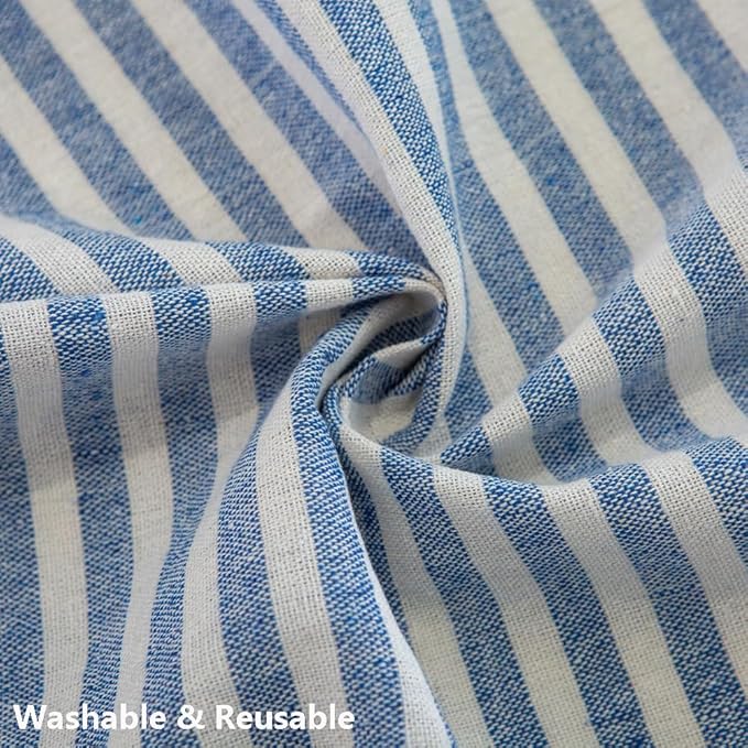 TruDelve Cotton Square Table Cloth Blue Striped Boho Cloth Tablecloths Summer Outdoor Tablecloth for Card Table Cover (Blue,55"x55",Square)