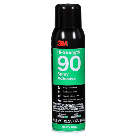 3M Hi-Strength 90 Spray Adhesive, Permanent, Bonds Laminate, Wood, Concrete, Metal, Plastic, Clear Glue, Net Wt 12.23 oz