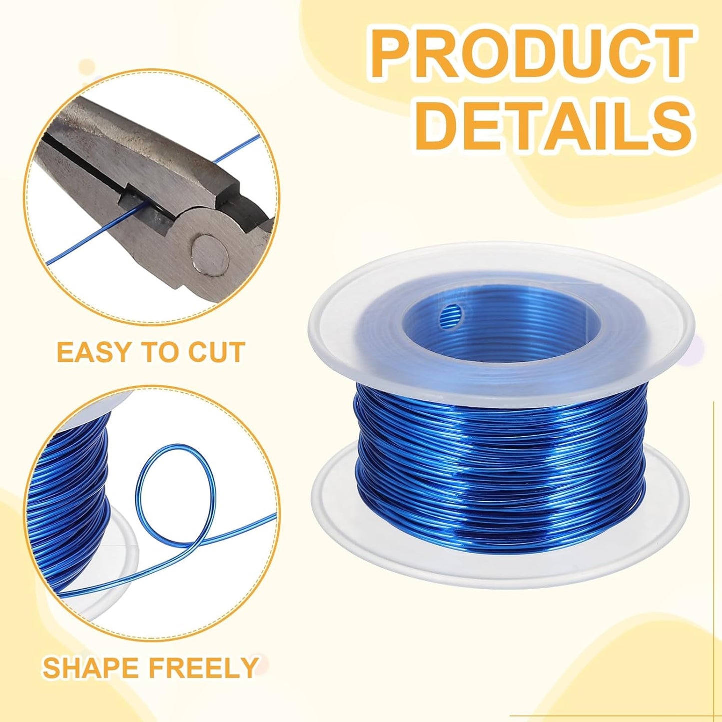 uxcell 18 Gauge / 1mm Anodized Aluminum Wire for Jewelry Craft Making, 102 Feet Bendable Flexible Wire for DIY Home Decor Gardening Sculpture, Dark Blue