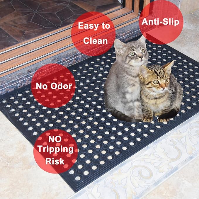 Outdoor Mat, Odorless Flexible Entrance Floor Mat, Anti-Slip Workplace Mats, Anti-Fatigue Tiles Open Work Mats, for Kitchen, Bathroom, Warehouse, Restaurant (4, 36"x24")