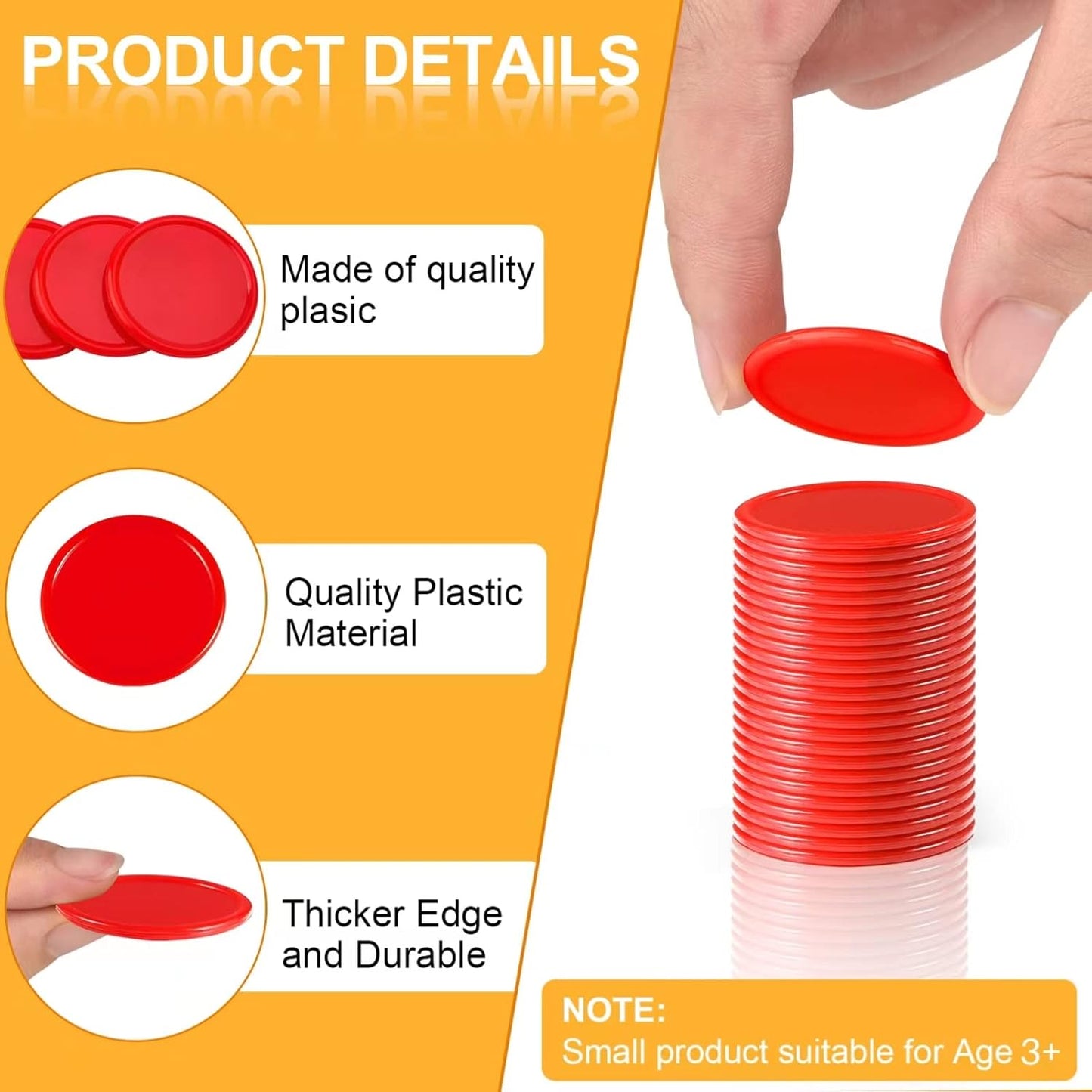 Coopay 1 1/2 Inches Plastic Poker Chips Learning Counters Disks Bingo Chip Counting Discs Markers for Math Practice and Poker Card Game Tokens, Teaching Rewards, 200 Pieces (Red, Green, Blue, Yellow)