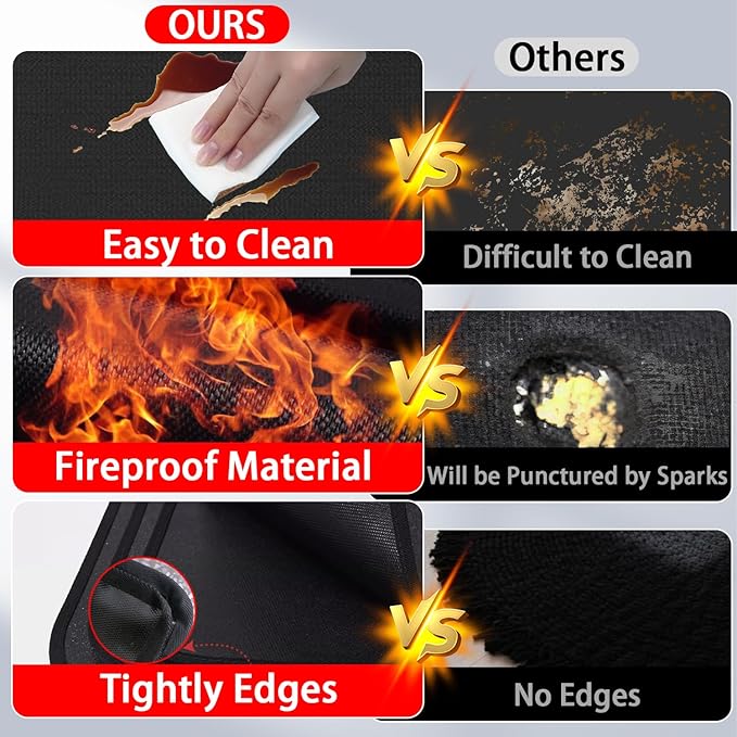Large 60x40 Inch BBQ Under Grill Mat for Outdoor, Indoor Fireplace Mat Fire Pit Mat, Double-Sided Fireproof Grill Pad, Waterproof Under Pet Cage Mat
