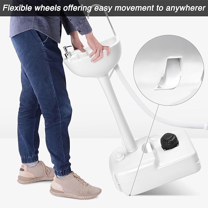 Yescom 17L Portable Sink Hand Wash Station with Pump & 24L Water Tank, Hand Washing Station for RV Travel Outdoor Camping Food Booth