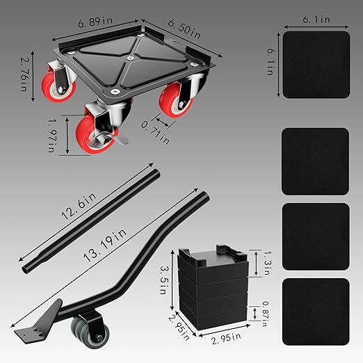 Furniture Dolly,Furniture Movers with 5 Wheels,Carbon Steel Panel Heavy Duty Dolly,Furniture Lifter with 5 360° Rotatable Rubber Universal Wheels,Maximum Load 3474LBS