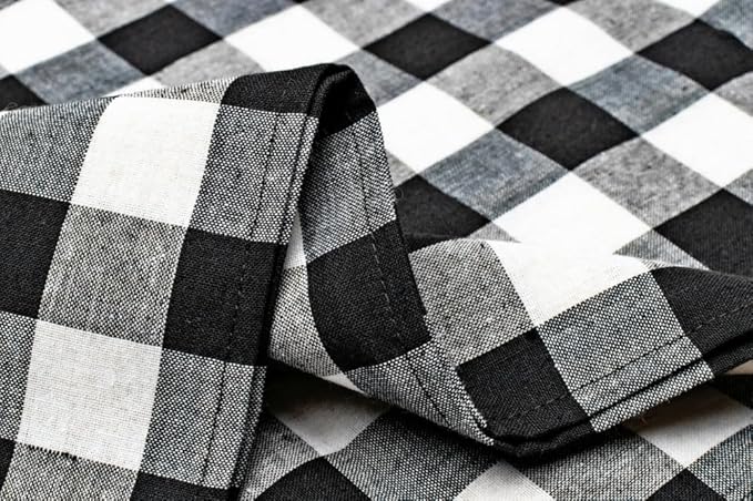 8 Pack Buffalo Check Table Runners Plaid Table Runner for Christmas Dinner, Lumberjack Party, Outdoor or Indoor Gatherings Table Home Decorations (Black & White, 72 inches)