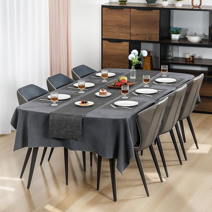 Myir JUN Placemats Dual Sided, Faux Leather Place Mats Set of 4 Indoor Placemats for Dining Table Outdoor Placemats Square Non-Slip Washable Table Mats (Gray, Set of 4)