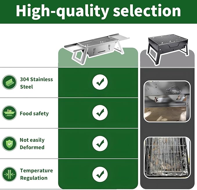 Stainless Steel Grill for Home Indoor Outdoor Camping Charcoal Convenient Folding BBQ Grill Silver Stand