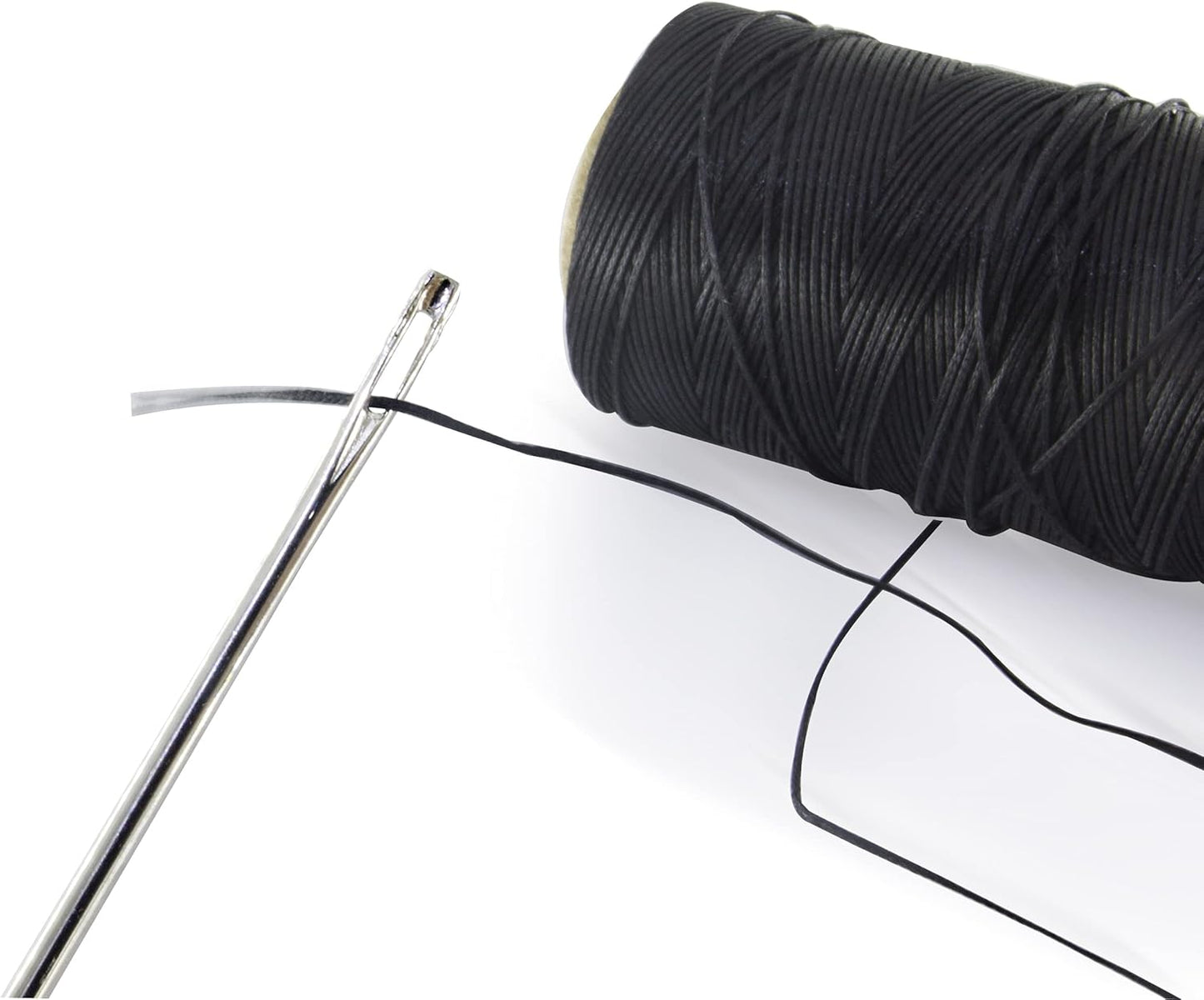 10" Upholstery Large Eye Long Needle Apply to Home or Work Hand Sewing Tapestry Embroidery with 568 Yard 150D 1mm-Width Black Leather Sewing Waxed Thread. (10 inch, 568 Yard)