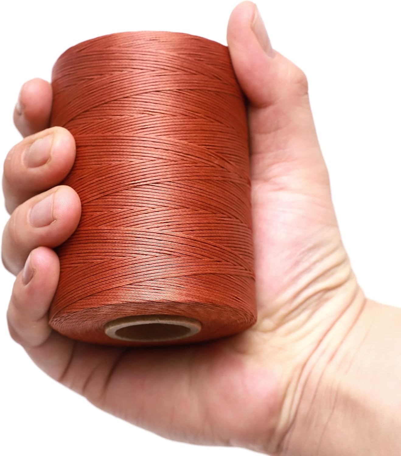 Waxed Thread,852Yards 150D 0.8mm Flat Polyester Wax Thread for Hand Sewing Leather Craft DIY Projects Shoes Repair Book Binding(Yellow Brown)