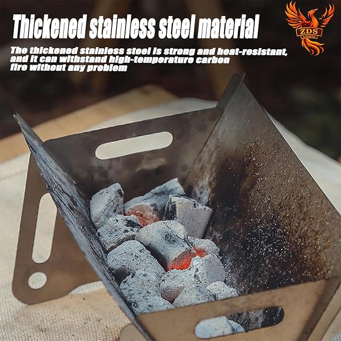 6.3 Inch Portable Fire Pit - Foldable Stainless Steel Camping Fire Bowl & Grill - Compact Bonfire Pit for Backyard, Patio, Garden Parties & Camping Trips