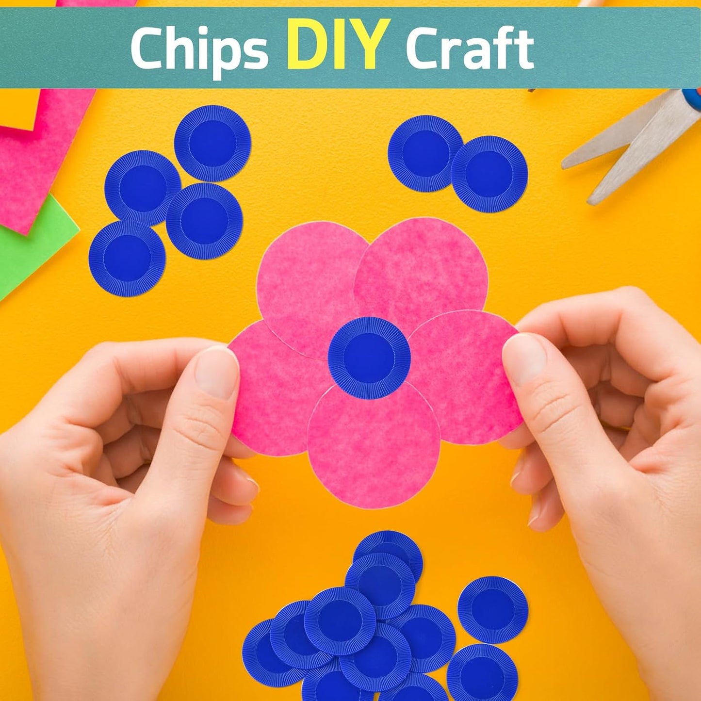 Coopay 1000 Pieces Plastic Poker Chips, Bingo Chips Bulk Learning Counters Disks Poker Card Game, Counting Markers for Math Practice, Game Tokens and Teaching Rewards, 25 mm/ 1 Inch (Blue)