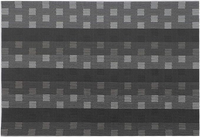 Gugrida Black Placemats 6pcs Placemats Stain PVC Table Mats Woven Vinyl Placemats