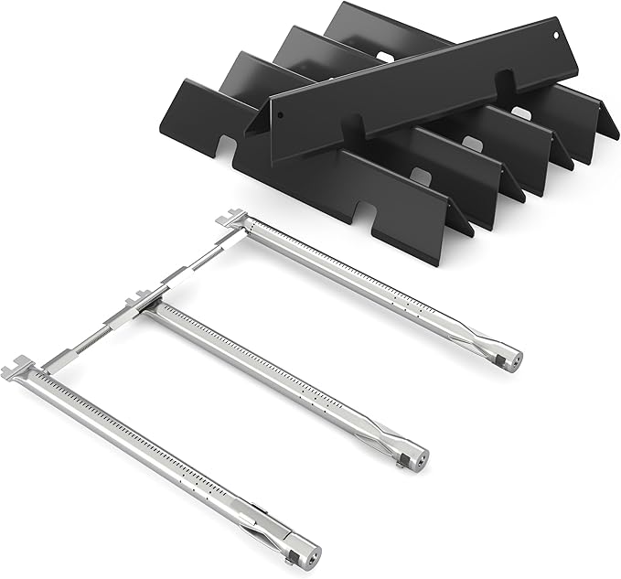Grill Replacement Parts for Weber Spirit II 300 Series, GS4 Spirit II E310 E320 E330 S310 S320 S330 68950 (Front-Mounted Control), 15.3" Flavorizer Bars 7636 and 18" Burner Tubes Set 69787