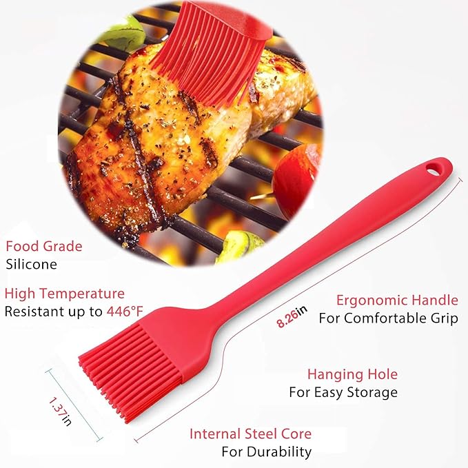 BBQ Grill Gloves Kit, 1472°F Heat Resistant BBQ Gloves/Long Non-Slip Oven Mitts, Meat Shredder Claws & Silicone Basting Brush for Grilling, Smoker, Baking, Barbecue, Kitchen & Outdoor Cooking