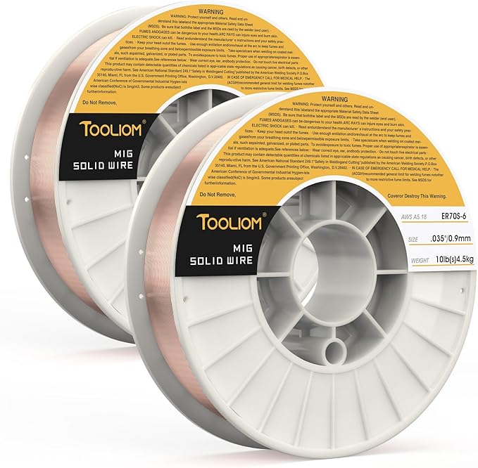 TOOLIOM ER70S-6 .035"(0.9 mm) Mild Steel MIG Solid Welding Wire on 10-Pound Spool 2PCS Compatible for TL-200M Pro TL-250M Pro