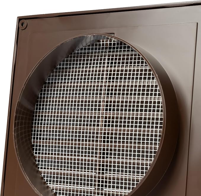 Brown 5'' Inch Ventilation Grille - Inside/Outside use - (Flange 4.9''Ø/Cover 6.7''x6.7'') - Air Vent Louver - Exhaust Hood - Available 3 Sizes / 4 Colors.