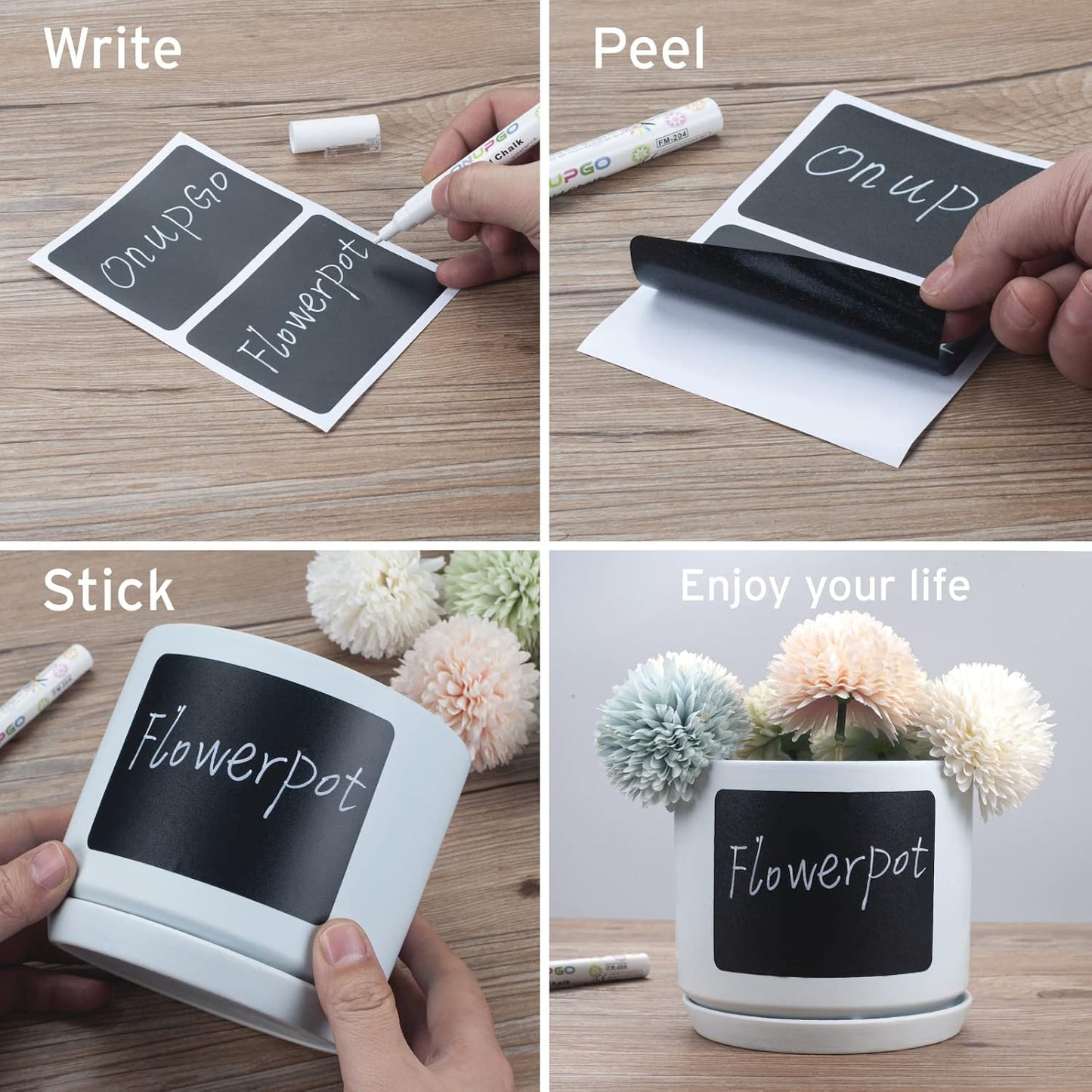 ONUPGO Chalkboard Pantry Labels, Large Chalkboard Labels Stickers for Big Bins Boxes, Food Label Sticker, Waterproof Kitchen Pantry Names Labels Containers Jar Labels