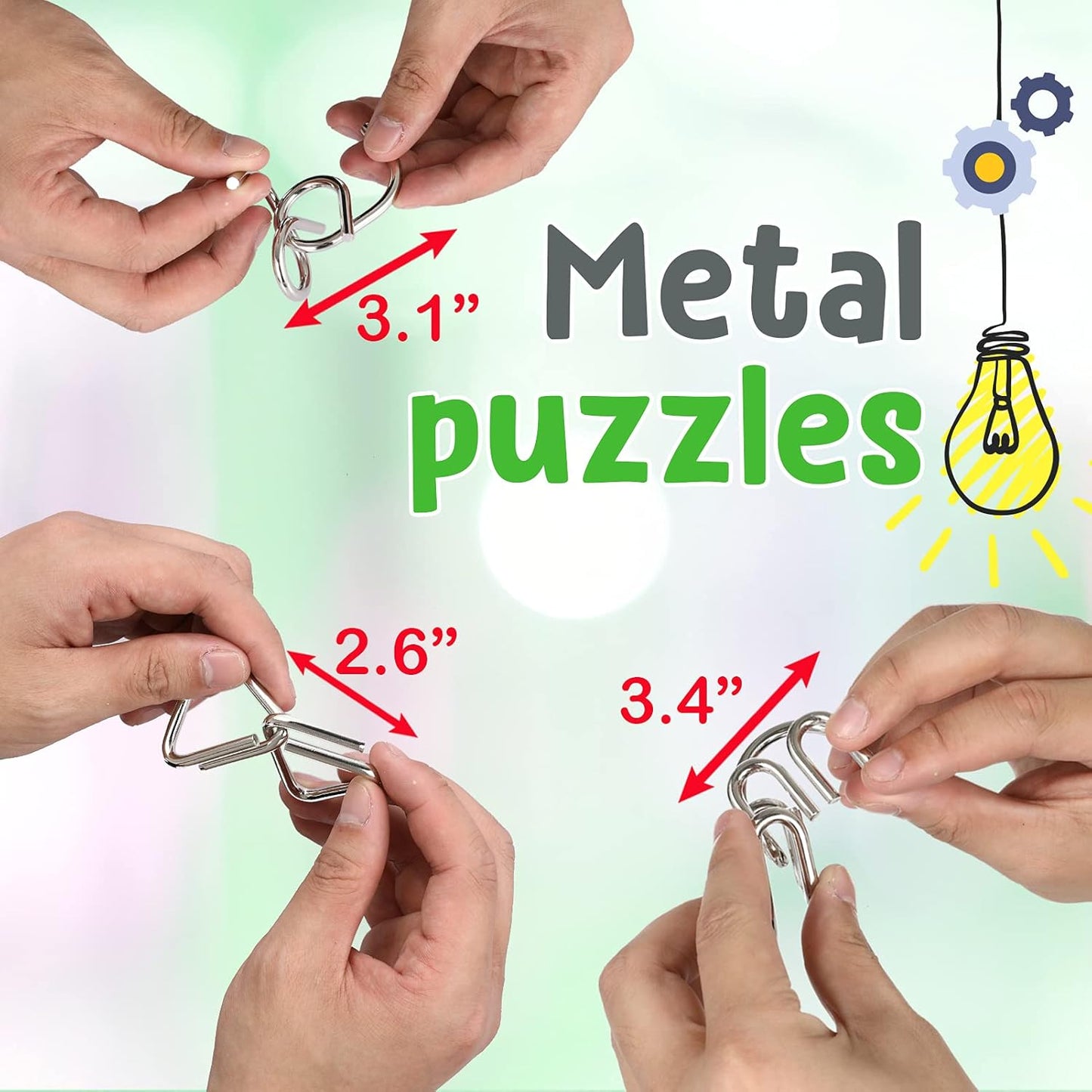 Brain Teasers Metal Puzzles for Kids & Adult 22Pack, Mind, Logic and IQ Game Test Toy for Teens, Disentanglement 3D Coil Cast Wire Chain Intelligence Toy for Party & Office, Puzzle Travel Games（Hard）