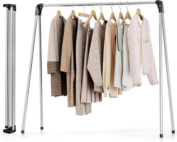 TOOLF Clothes Drying Rack Foldable, Laundry Drying Rack Stainless Steel, Portable Clothes Rack, Drying Rack for Clothing, Indoor Outdoor, Free-Standing, Large Capacity