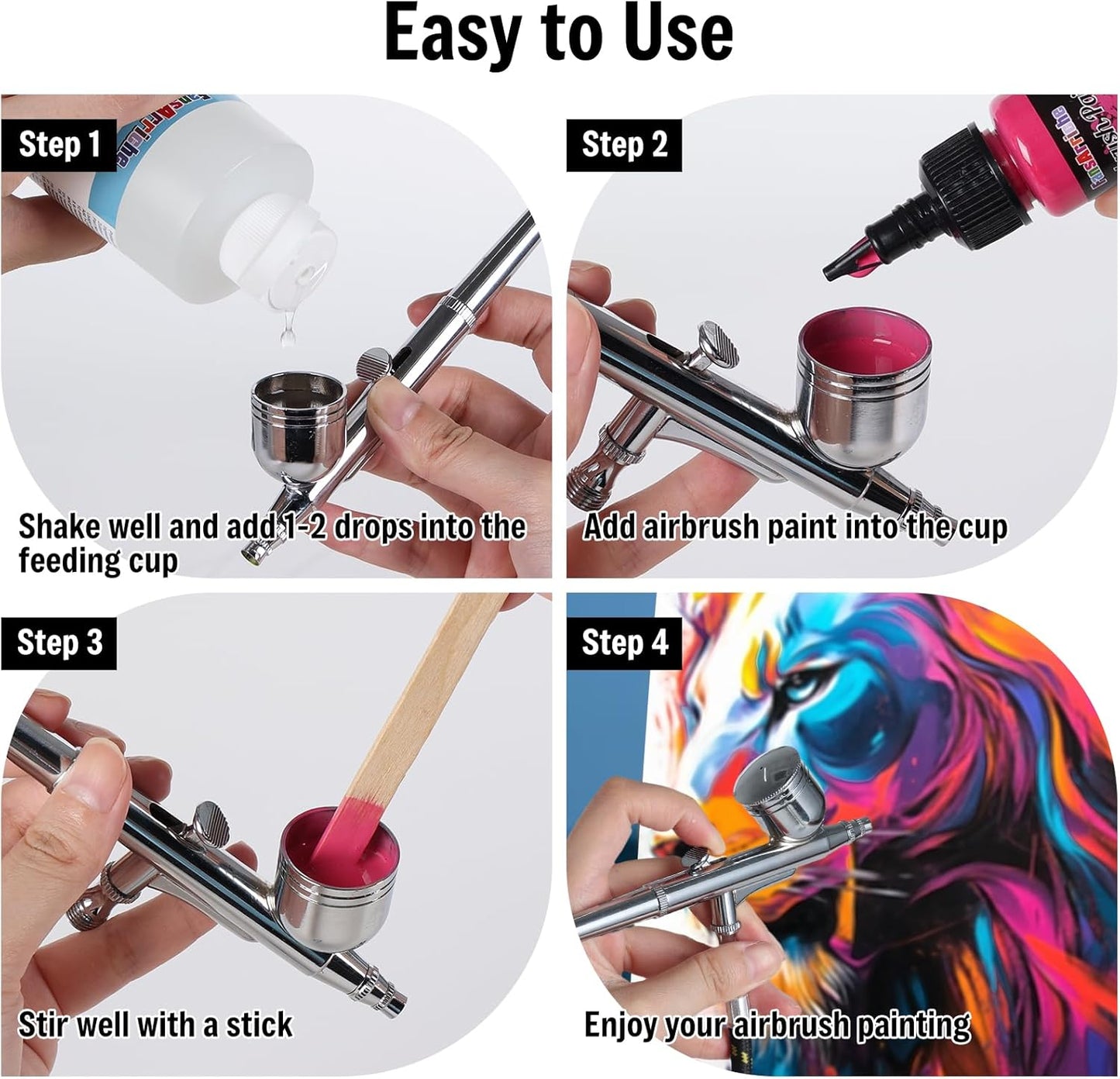 FansArriche Airbrush Flow Improver, 250 ml (8.45 oz) Bottle for Acrylic Airbrush Paints, Reduce Clogs and Improve Acrylic Paint Flows