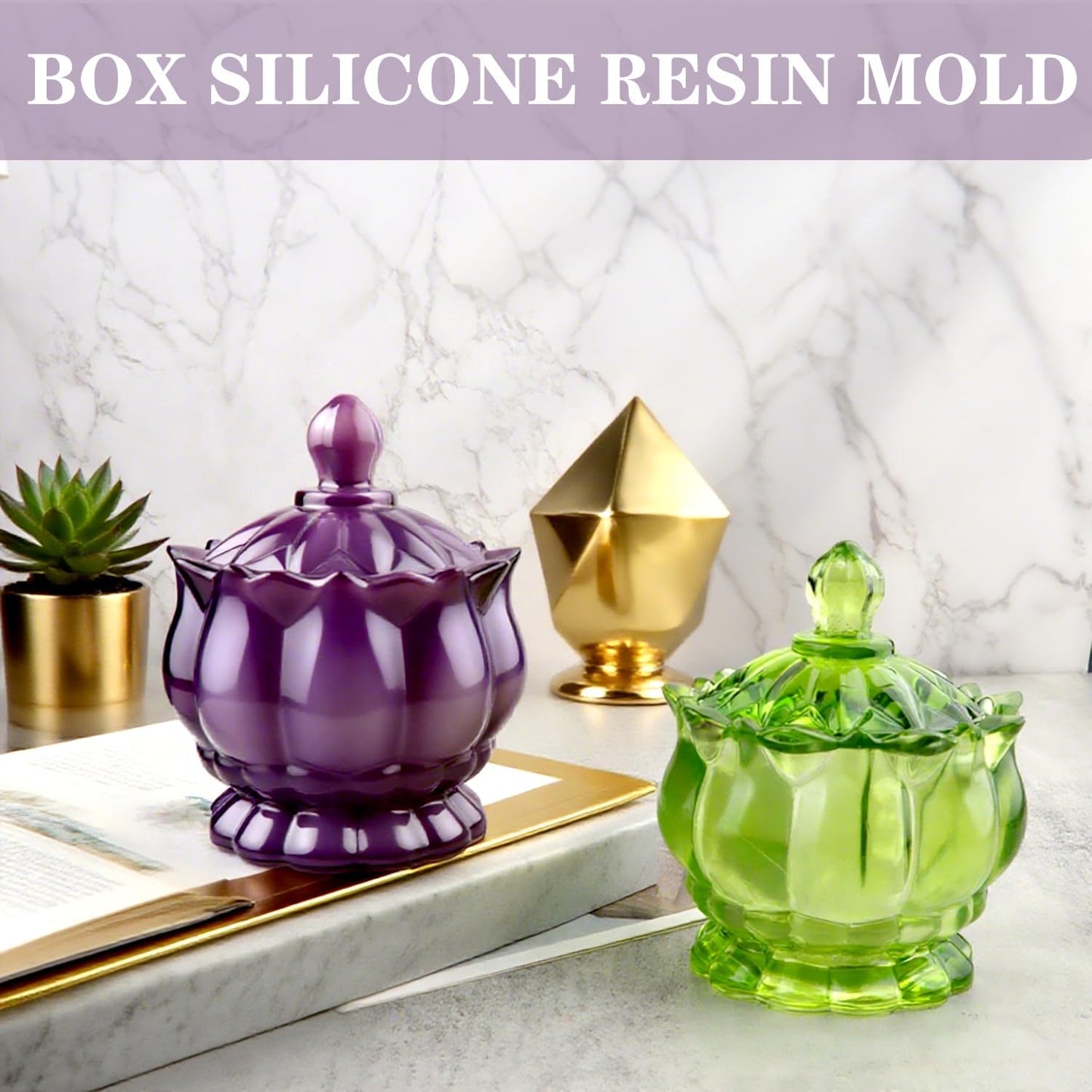 Resin Jar Mold with Lid, Silicone Jar Mold 3D Storage Jewelry Candle Holder Container Mould for Resin Casting, Concrete Craft Decor