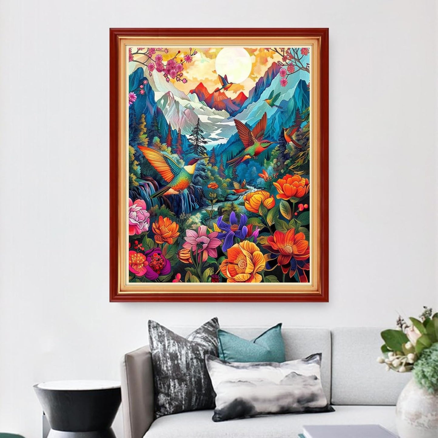 Dimensean Stamped Cross Stitch Kits Full Range of Embroidery Patterns Starter Kits for Beginners Adult or Kids DIY Cross Stitches Needlepoint Kits 11CT-Forest Hummingbird 16x20 inch