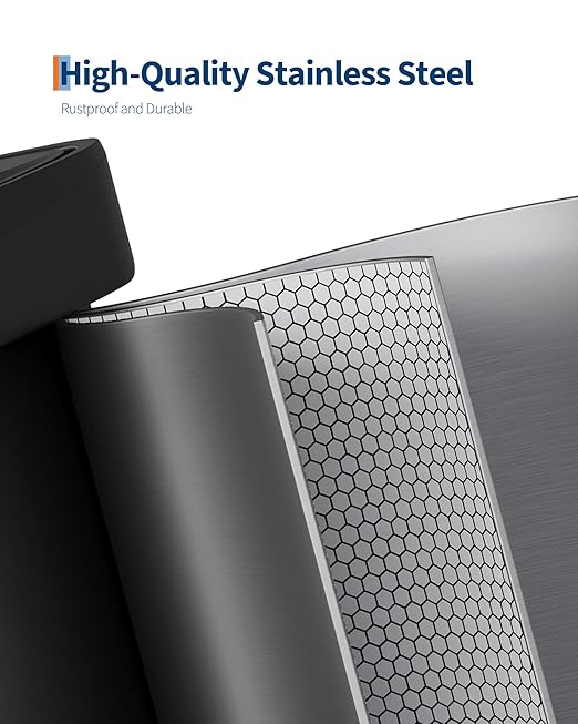 Garvee 13 gal / 50 L Stainless Steel Trash Can with Lid, Large Garbage Can for Kitchen, Rustproof Step-on Kitchen Metal Trash Bin with Liner Rim, Rear Handle, Soft Close Plastic Lid, Silver