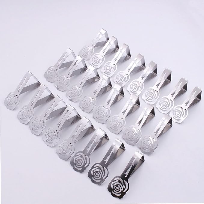 24 Pack Tablecloth Clips for Outdoor Thick Tables, Picnic Table Cloth Holder Clip Indoor, Table Cloth Holder Clips for Party Wedding Home Restaurant Camping (1, Rose Triangle)