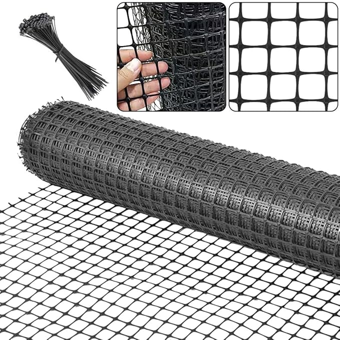 Plastic Garden Fence Animal Barrier,3.28 x 66 FT Heavy Duty Hard Plastic Mesh Fencing,Reusable Safety Temporary Fence Roll with Zip Ties,Snow Fence for Pool Deer Rabbit Chicken Dog Poultry-Black