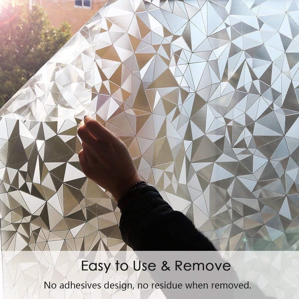 Niviy 3D No Glue Static Cling Window Films Privacy Cut Glass Window Sticker for Bathroom Office Kitchen Window Decor 17.7"x 157.4"