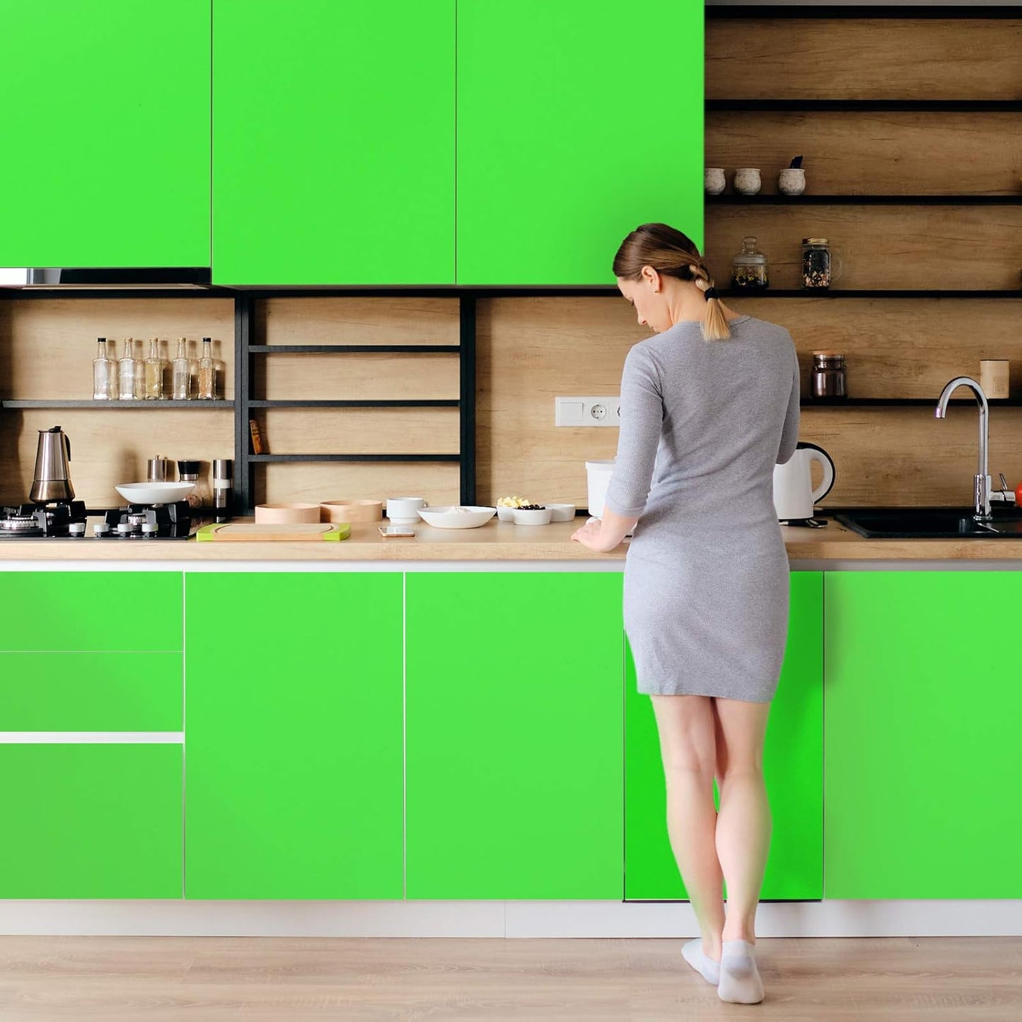 TECKWRAP Permanent Adhesive Vinyl 12" x 10ft, Matte Neon Green