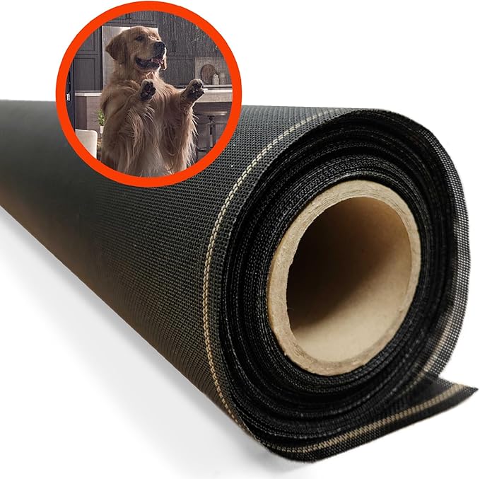 Pet & Weather Resistant Insect Screen - 17/14 Super Screen (108 in x 100 ft) - Mesh Screen for Patio Porch Pool Cage & Lanai - Replacement Screen Roll, Black - Dog & Cat Proof Screens for Windows