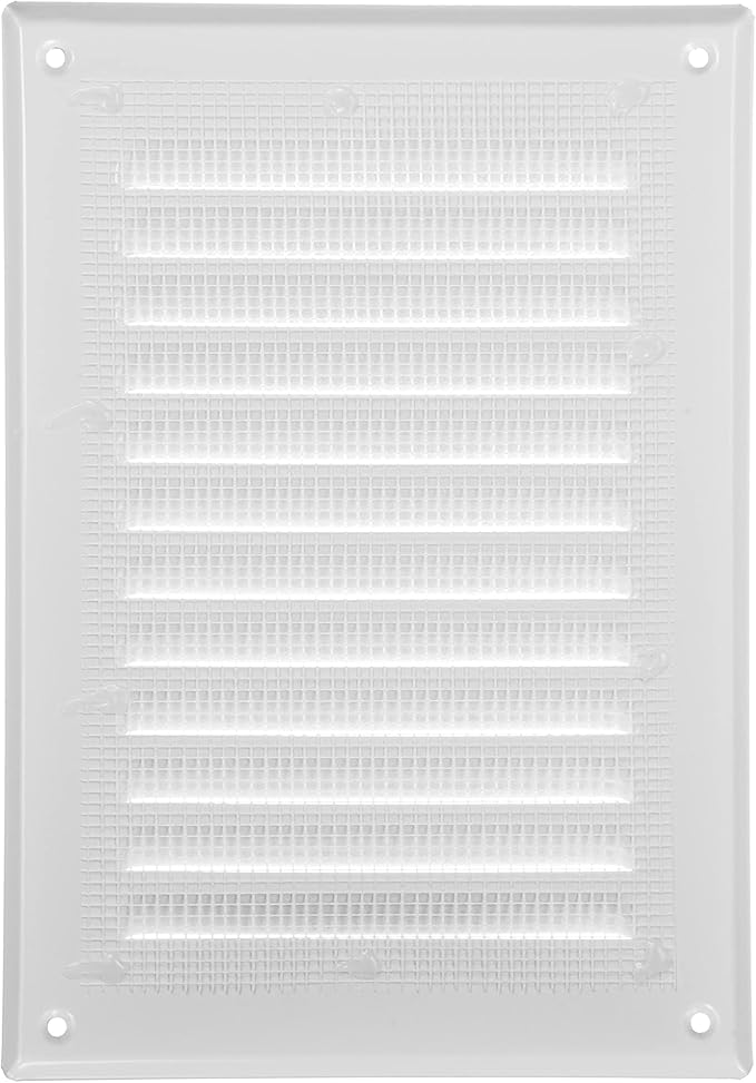 Vent Systems 5 x 7 Inch (Inner) White Rectangular Soffit Vent Cover - Metal HVAC Return Air Grille with Mesh Screen - Register Wall Vent Duct Grill - Outdoor, Indoor, Crawlspace Exhaust Ventilation