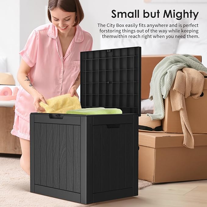 Resin Deck Box - 30 Gallon Lockable Outdoor Storage, Water-Resistant Indoor/Outdoor Bin for Package Delivery, Patio Cushions, Gardening Tools