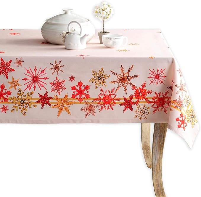 Maison d' Hermine Table Cloth Rectangle Table 100% Cotton 60 x 108 Inches Fall Tablecloth Reusable Everyday Use for Thanksgiving Christmas Decorations Dining Farmhouse Party (Crystal Star)